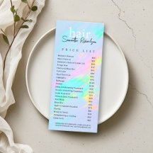 Hair Salon Nails Makeup Holo Pastels Price List