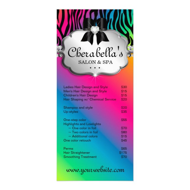 Panfleto Hair Salon Rack Card Arco joalharia Rainbow Rosa (Frente)