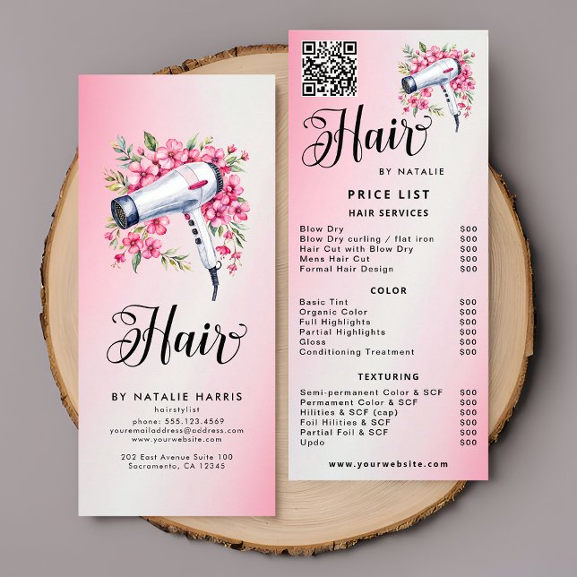 Panfleto Hairstylist Modern Watercolor Floral Hairdryer (Criador carregado)