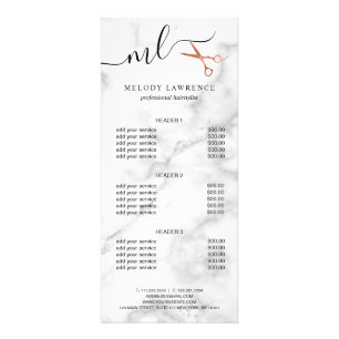 Panfleto Hirestilista de tesouras de rosa de cobre elegante