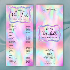 Panfleto Holographic Neon Colors Girly Spa Salon Price List