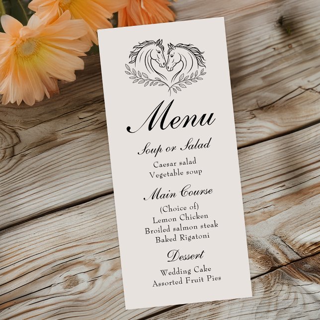Panfleto Horse Rustic Western Country Elegant WedMenu (Criador carregado)