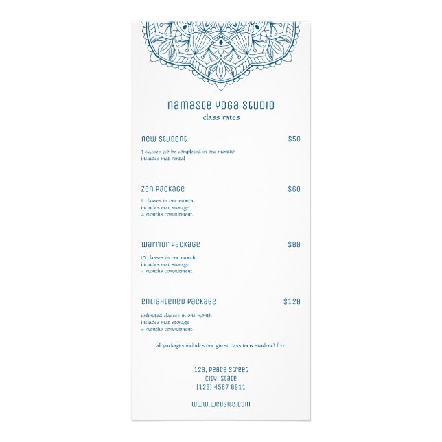 Panfleto Imagem Personalizada das Taxas de Classe de Yoga T (Frente)