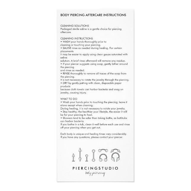 Panfleto Instruções de Cuidados Pós-Piercing Corporal Moder (Frente)