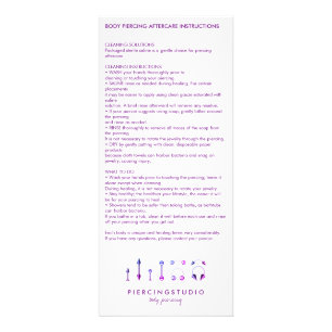 Panfleto Instruções de Cuidados Pós-Piercing Corporal Roxo