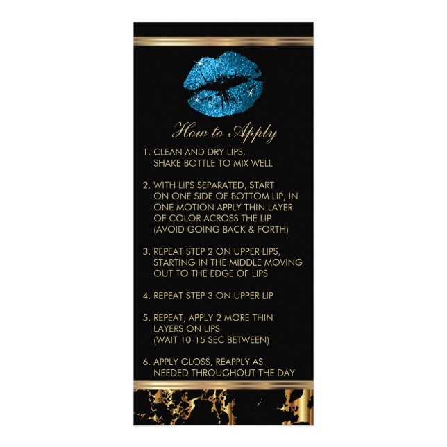 Panfleto Instruções para o lábio brilhante azul turquesa -  (Frente)