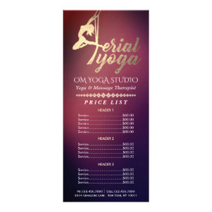Panfleto Instrutor Aerial YOGA Pilates Studio Price List