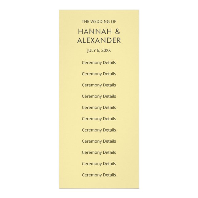 Panfleto Island Citrus Yellow Wedding Program (Frente)