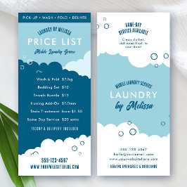 Panfleto Laundry Service Dry Cleaner Price List Blue White