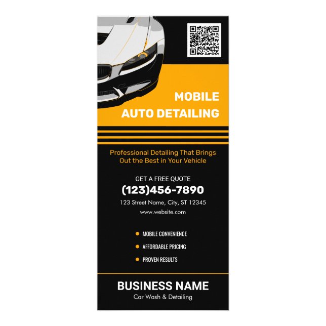 Panfleto Lavagem Profissional de Carros Móvel Personalizada (Frente)
