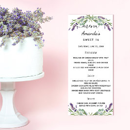 Panfleto Lavanda violeta de menu, eucalipto verde