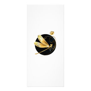 Panfleto libélula ouro em círculo preto