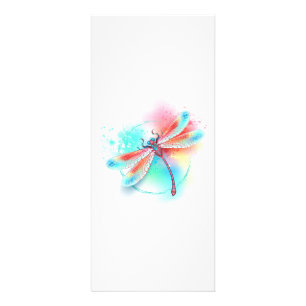 Panfleto libélula vermelha sobre fundo de aquarela