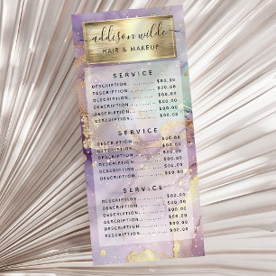 Panfleto Lilac Glitter Watercolor Faux Gold Foil Price