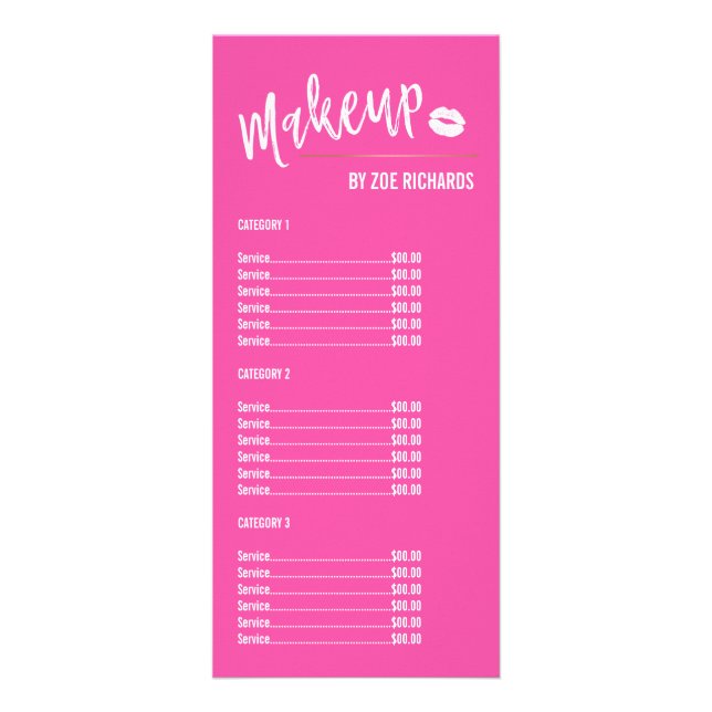 Panfleto Lipstick Mark Pink Makeup Beauon Salon Price List (Frente)