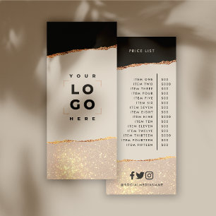 Panfleto Lista de preços cor-de-rosa e preto rosa dourado