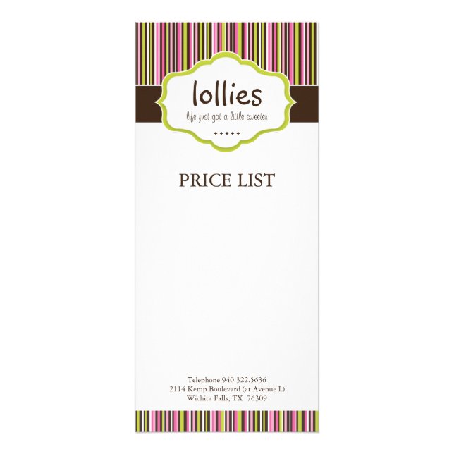 Panfleto Lista de Preços de Bakery (Frente)