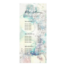 Panfleto Lista de preços de cinza prateada com aquarela de 