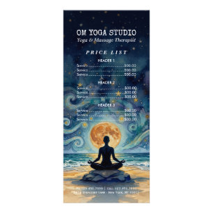 Panfleto Lista de Preços de Ioga Meditação Céu Noturno Estr