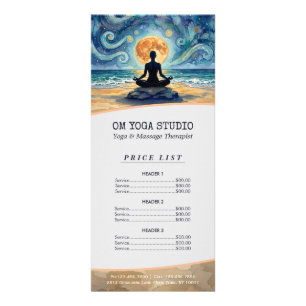 Panfleto Lista de Preços de Ioga Meditação Céu Noturno Estr