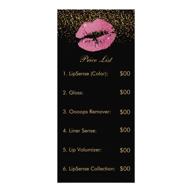 Panfleto Lista de Preços de Lip Rosa bonito (Frente)
