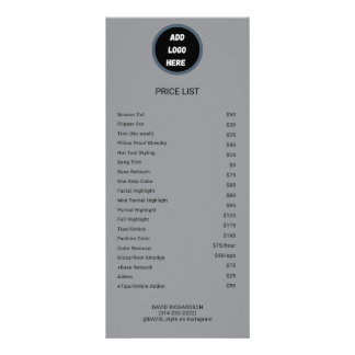 Panfleto Lista de Preços de Logo Personalizado Profissional