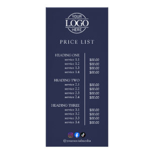 Panfleto Lista de Preços de Logotipo Empresarial Personaliz