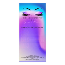 Panfleto Lista de preços de marca Lashes Extensão Miami Bea