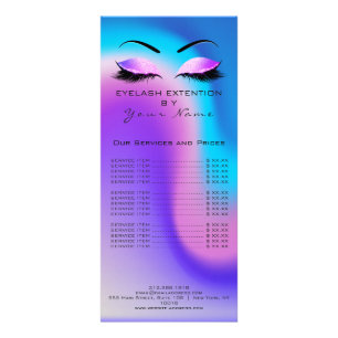 Panfleto Lista de preços de marca Lashes Extensão Miami Bea