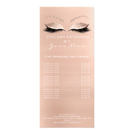Panfleto Lista de Preços de Marca Lashes Extensão Rosa Bran