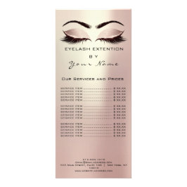 Panfleto Lista de Preços de Marca Pisca Extensão Cor-de-Ros