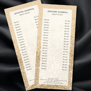 Panfleto Lista de Preços de Salão de Glitter Dourado Modern