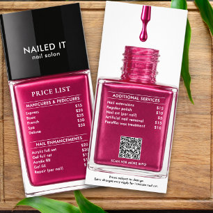 Panfleto Lista de Preços de Salão de Unhas com Frasco de Es