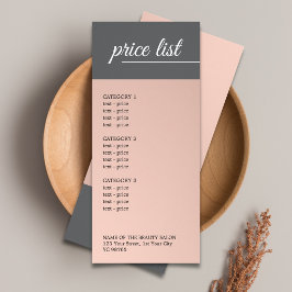 Panfleto Lista de Preços de Salão Elegante Faux Metal Cinza