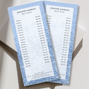 Panfleto Lista de Preços de Salão Glitter Azul Moderno Cart