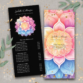 Panfleto Lista de Preços de Saúde Holística Flor Mandala Be