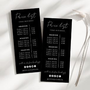 Panfleto Lista de Preços de Serviços de Produtos Personaliz