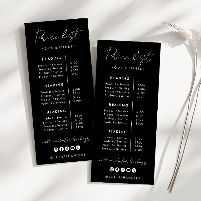 Panfleto Lista de Preços de Serviços de Produtos Personaliz (Criador carregado)