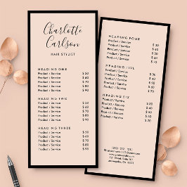 Panfleto Lista de Preços de Serviços do Salão Elegant Blush