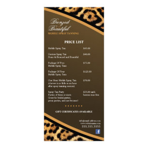 Panfleto Lista de Preços de Tanning Móvel PERSONALIZADA
