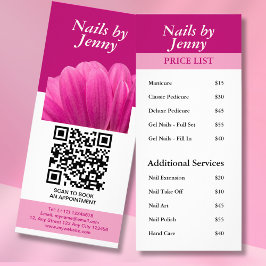 Panfleto Lista de Preços de Unhas Florais Brancas Brancas M