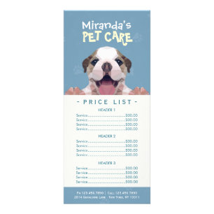 Panfleto Lista de Preços do Banho de Pet-Care para Cachorro