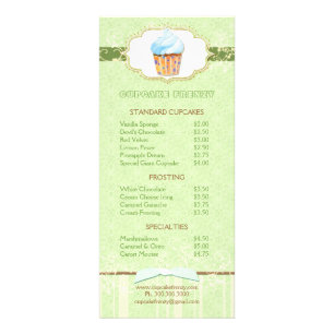 Panfleto Lista de Preços do Cupcake da Docery Bakery