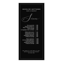 Lista de Preços do Salão Branco Preto da Caligrafi