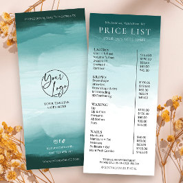 Panfleto Lista de Preços do Salão Comercial Teal Moderna em