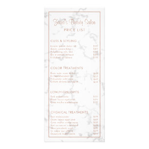 Panfleto Lista de Preços do Salão de Bela Moderna Dourada M
