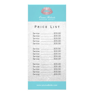 Panfleto Lista de Preços dos Lábios Glitter Dourados do Art