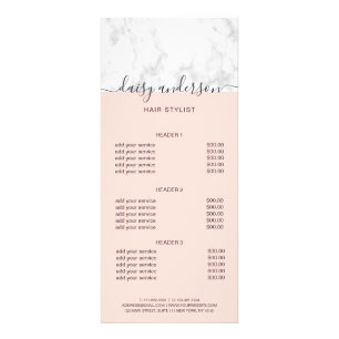 Panfleto Lista de preços elegante de cabelos cor-de-rosa-es