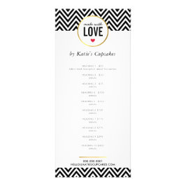 Panfleto LISTA DE PREÇOS feita com amor, cromo preto modern