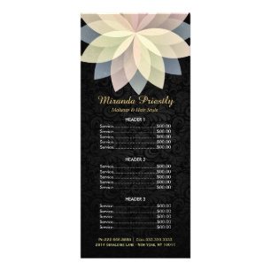 Panfleto Lista de Preços Florais Coloridos do Salão de Bele